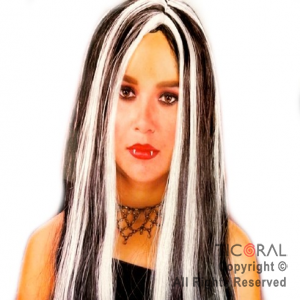 PELUCA CRUELA NEGRO Y BLANCO LARGA X 1